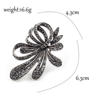 CINDY XIANG Rhinestone Black Flower καρφίτσες για γυναίκες Vintage αντίκες καρφίτσα Κομψά εκλεκτά φυλλάδια Πρωτοχρονιάτικο δώρο