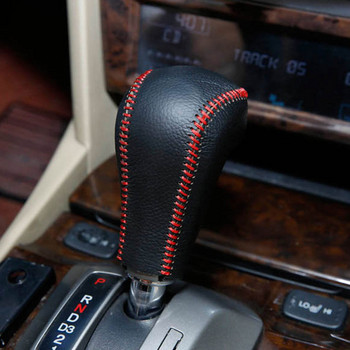 За Honda Accord 2008-2016 (8-мо поколение) Капак на капака на копчето за превключване на скоростите Калъф на корпуса Черна кожена червена/черна нишка Яка за скоростна кутия