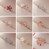 KSRA New Korean Rafinat Crystal Flower Fashion Temperment Sweet Versatile Love Opening Feminin Jewelry
