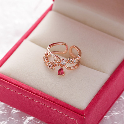 KSRA New Korean Rafinat Crystal Flower Fashion Temperment Sweet Versatile Love Opening Feminin Jewelry