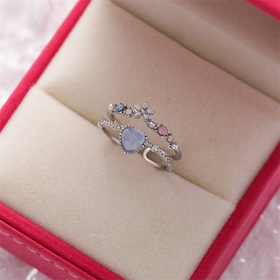 KSRA New Korean Rafinat Crystal Flower Fashion Temperment Sweet Versatile Love Opening Feminin Jewelry