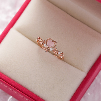 KSRA New Korean Rafinat Crystal Flower Fashion Temperment Sweet Versatile Love Opening Feminin Jewelry