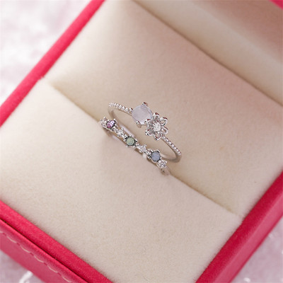 KSRA New Korean Rafinat Crystal Flower Fashion Temperment Sweet Versatile Love Opening Feminin Jewelry