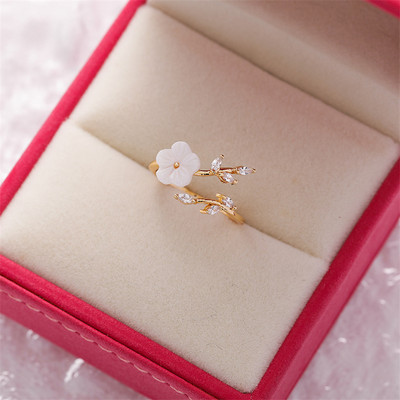 KSRA New Korean Rafinat Crystal Flower Fashion Temperment Sweet Versatile Love Opening Feminin Jewelry