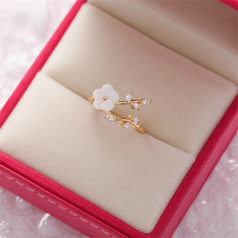 KSRA New Korean Rafinat Crystal Flower Fashion Temperment Sweet Versatile Love Opening Feminin Jewelry