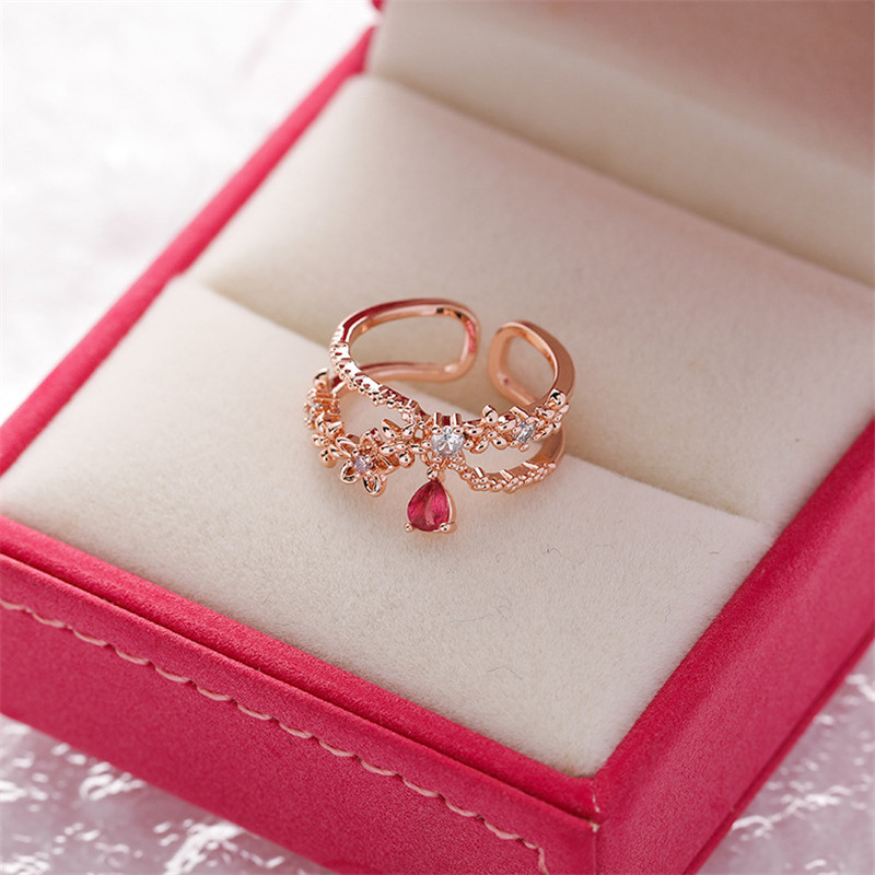 KSRA New Korean Rafinat Crystal Flower Fashion Temperment Sweet Versatile Love Opening Feminin Jewelry