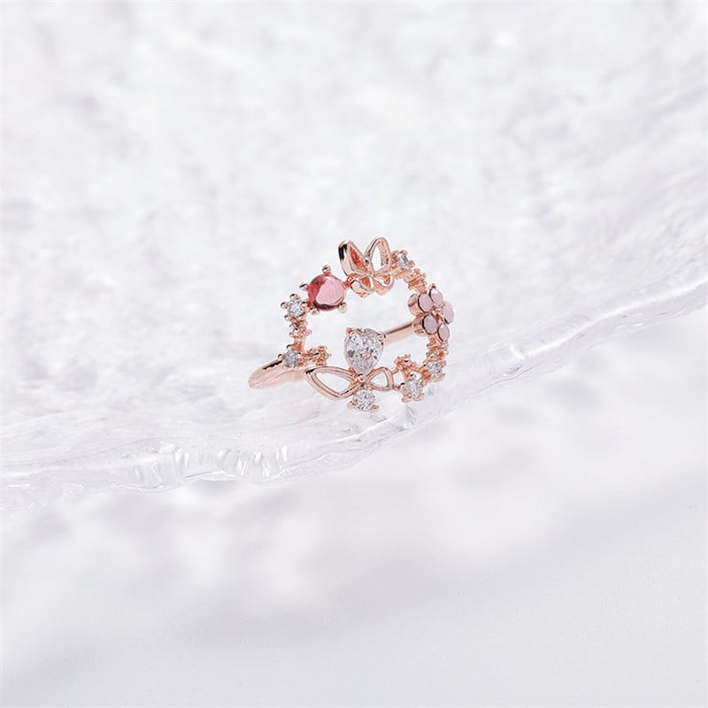 KSRA New Korean Rafinat Crystal Flower Fashion Temperment Sweet Versatile Love Opening Feminin Jewelry