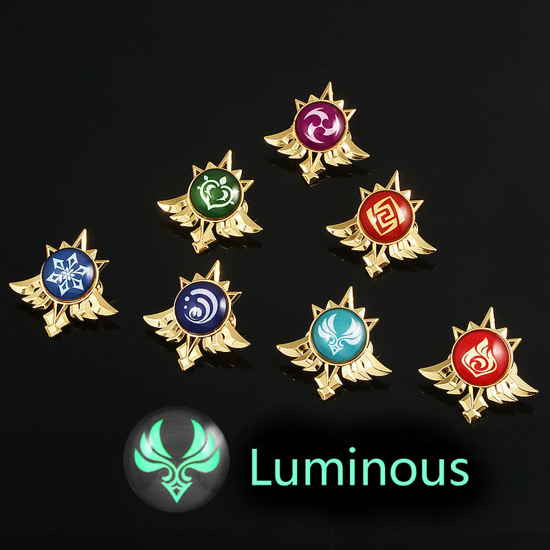Játék Genshin Impact Eyes Of God Mondstadt Pins Brossok Luminous 7 Element Kawaii Cosplay jelvények