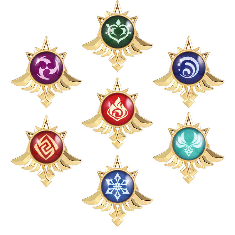 Játék Genshin Impact Eyes Of God Mondstadt Pins Brossok Luminous 7 Element Kawaii Cosplay jelvények