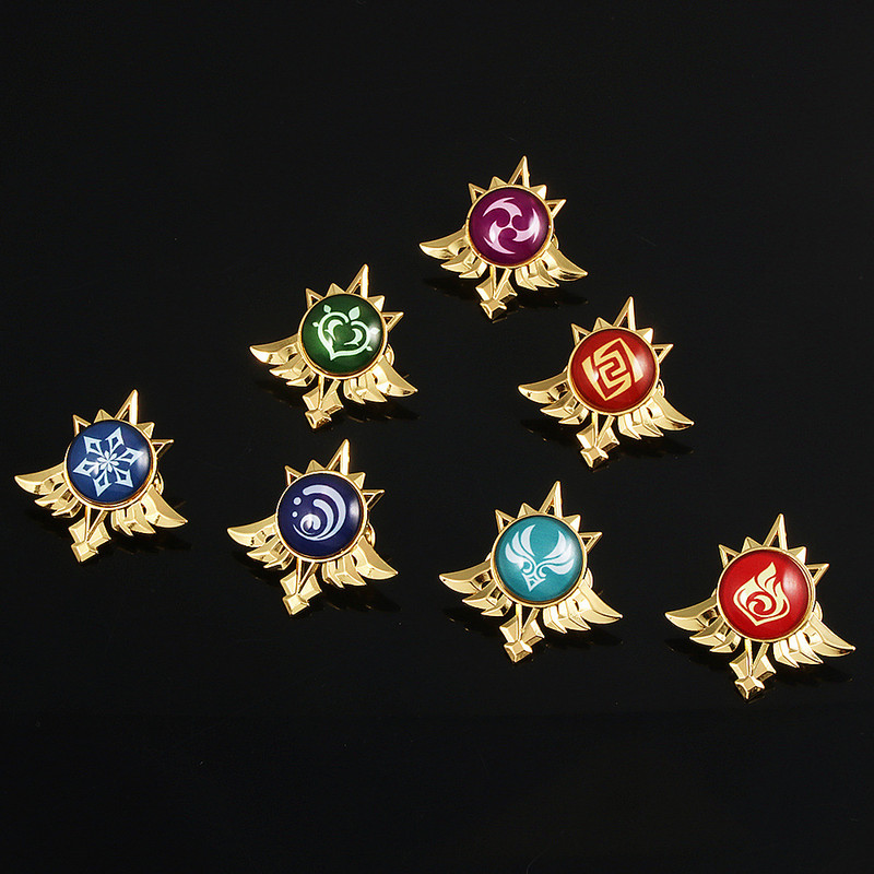 Játék Genshin Impact Eyes Of God Mondstadt Pins Brossok Luminous 7 Element Kawaii Cosplay jelvények