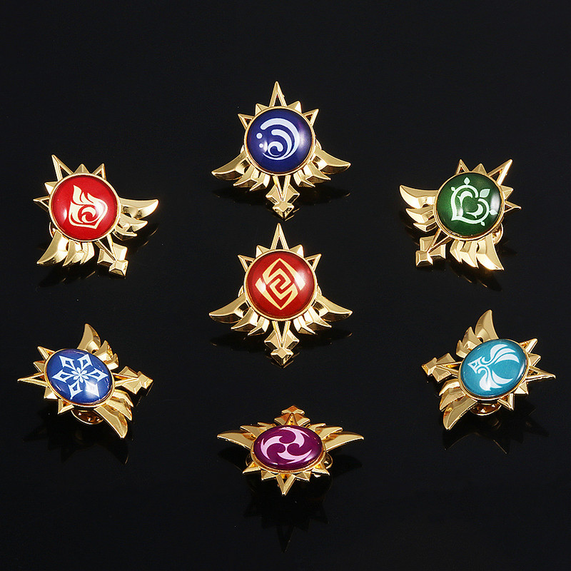 Játék Genshin Impact Eyes Of God Mondstadt Pins Brossok Luminous 7 Element Kawaii Cosplay jelvények