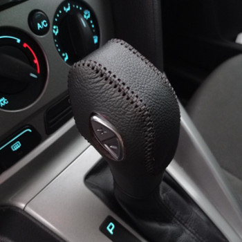 Xburstcar Auto για Ford New Fiesta MK7 2009 - 2015 Ecosport 2012 - 2017 Δερμάτινο AT Γραναζιού Κάλυμμα κουμπιού αλλαγής ταχυτήτων Κάλυμμα κολάρων ταχυτήτων