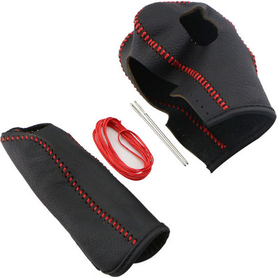 Xburstcar Auto for Ford New Fiesta MK7 2009 - 2015 Ecosport 2012 - 2017 Bőr AT sebességváltó fej váltó gomb tok burkolata fogaskerék nyakörvek