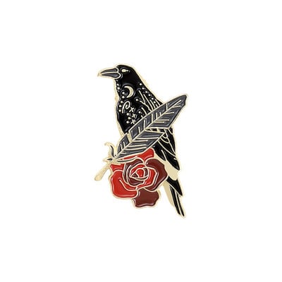Corb Corb smalț pin personalizat pasăre pene lună flori broșe geanta rever insignă punk bijuterii gotice cadou pentru prieteni