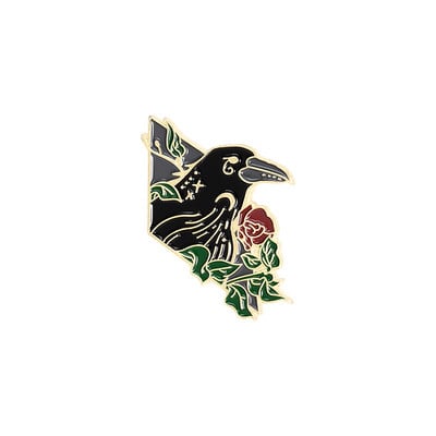 Corb Corb smalț pin personalizat pasăre pene lună flori broșe geanta rever insignă punk bijuterii gotice cadou pentru prieteni