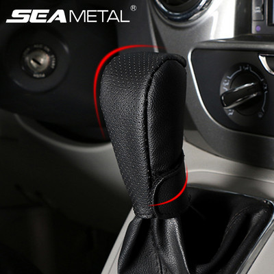 PU bőr autó váltókar burkolat Univerzális Auto Gear Stick Protector Vízálló porálló texturált váltókar burkolat kézzel varrott