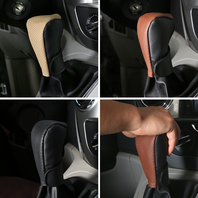 Capac de schimbător de viteze de mașină din piele PU Protector universal pentru schimbătorul de viteze pentru autovehicule, impermeabil, rezistent la praf, texturat, cusut manual
