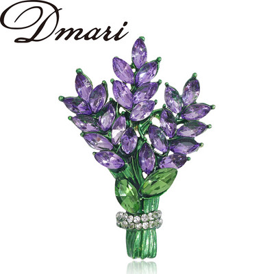 Dmari Women Brooch Romantic Crystal Lapelde Flower Lapel Pins OL Accessories Lavender Botany Vindicate Gifts Луксозни бижута
