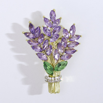 Dmari Femei Broșă Romantic Cristal Lavandă Floare Ace pentru revere Accesorii OL Lavandă Botanica Vindecare Cadouri Bijuterii de lux