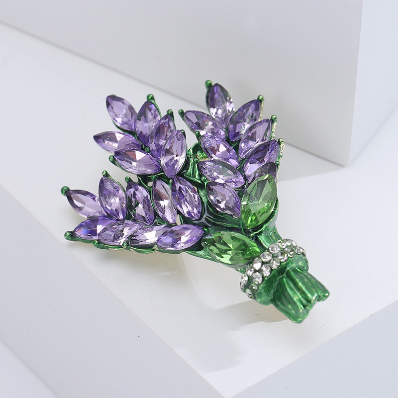 Dmari Femei Broșă Romantic Cristal Lavandă Floare Ace pentru revere Accesorii OL Lavandă Botanica Vindecare Cadouri Bijuterii de lux
