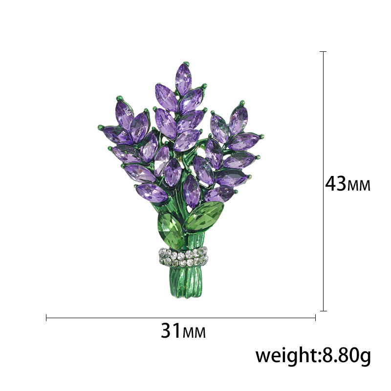 Dmari Femei Broșă Romantic Cristal Lavandă Floare Ace pentru revere Accesorii OL Lavandă Botanica Vindecare Cadouri Bijuterii de lux