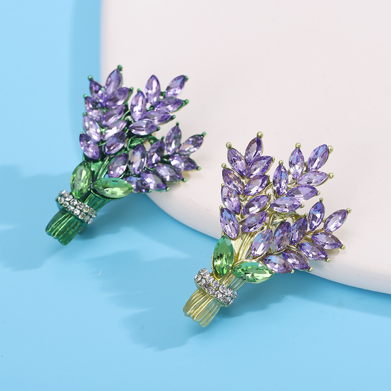 Dmari Femei Broșă Romantic Cristal Lavandă Floare Ace pentru revere Accesorii OL Lavandă Botanica Vindecare Cadouri Bijuterii de lux