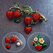 Broșe email cu căpșuni Fructe drăguță floare căpșuni broșă email email eșarfă mătase cu cataramă îmbrăcăminte DIY pălărie geantă Accesorii
