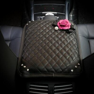 Husa pentru volan din piele cu flori de trandafir roz Suport auto pentru tetiera Frana de mana Husa schimbator de viteze Cristal Accesorii pentru interiorul masinii