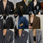 Broșă cu pandantiv cu ciucuri în stil întunecat pentru bărbați, femei, broșe vintage baroc, decorare, broșă cu lanț de piept, accesorii la modă