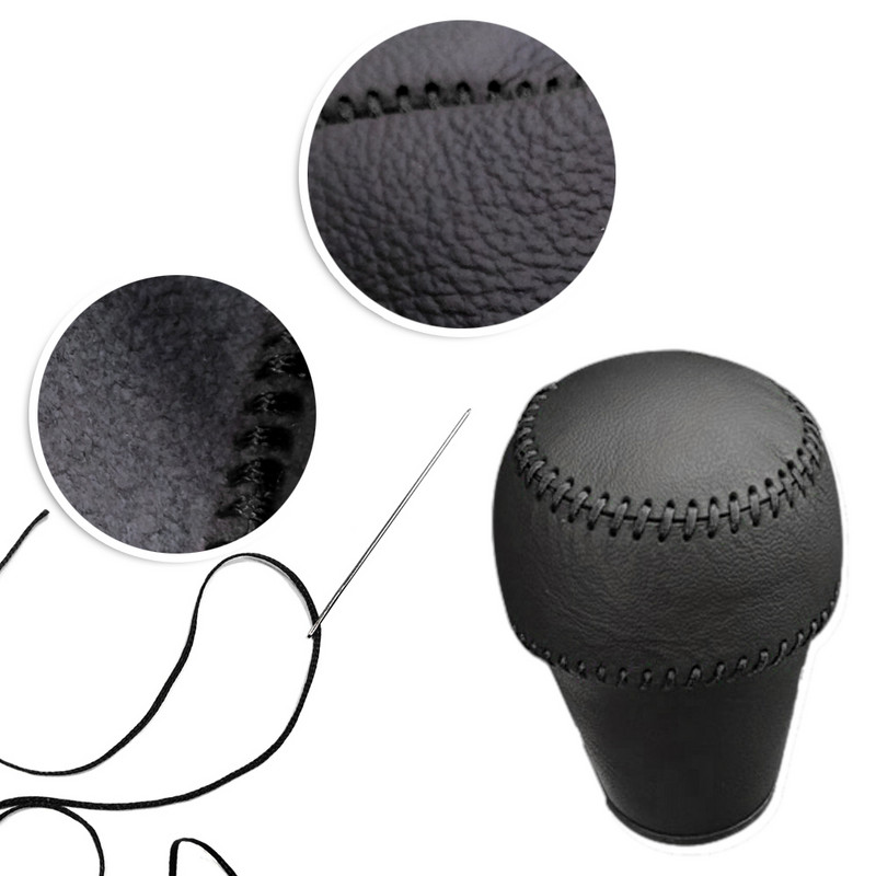 Capac butonul schimbătorului de viteze pentru AUDI RS 3 2017 pentru RS 6 2016 pentru RS 7 2016 pentru TT RS, piele naturală, cusut manual, fir negru/roșu