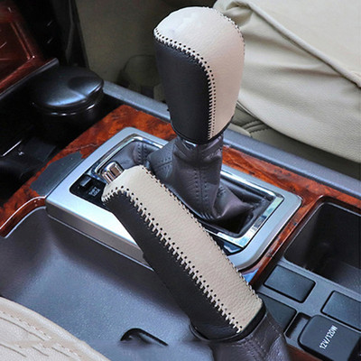 Eredeti bőr sebességváltó gombos kézifék a Toyota Land Cruiser Prado Overbearing 2010-2021 belső átalakítási tartozékokhoz