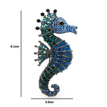 Wuli&baby Sparkling Rhinestone Seahorse Καρφίτσες 3 χρωμάτων Sea Animal Office Casual Pins καρφίτσας Δώρα