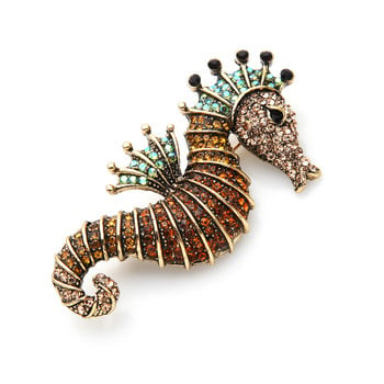 Wuli&baby Sparkling Rhinestone Seahorse Καρφίτσες 3 χρωμάτων Sea Animal Office Casual Pins καρφίτσας Δώρα