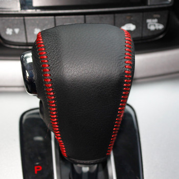 Черни естествени кожени меки ръчно зашити капаци за копчета за скорости за Honda CRV CR-V 2012 2013 2014 автоматик