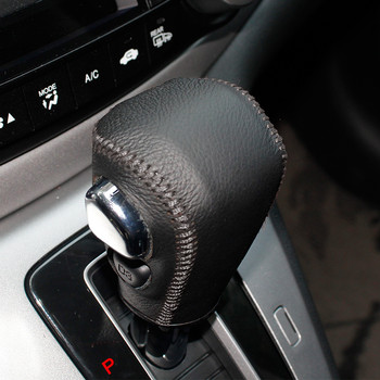 Черни естествени кожени меки ръчно зашити капаци за копчета за скорости за Honda CRV CR-V 2012 2013 2014 автоматик