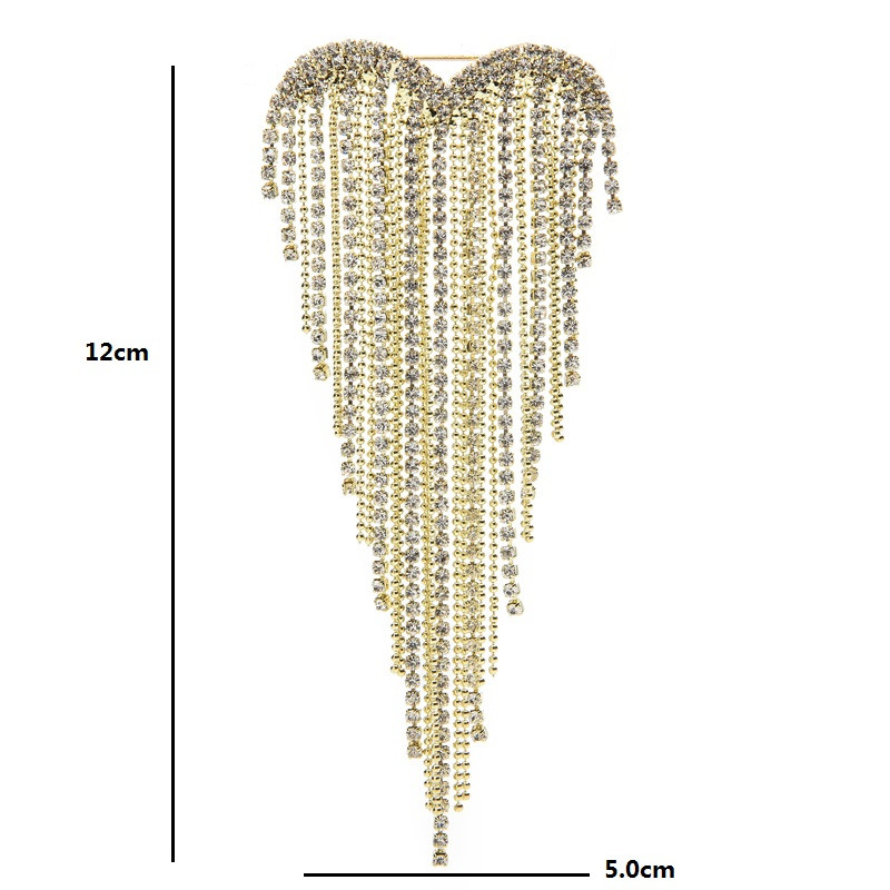 Wuli&baby Broșe cu ciucuri de inimă pentru femei 2021, 2 culori, cu strass, nunți, petrecere, birou, broșă, ace, cadouri