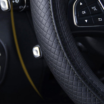 Μαύρο κάλυμμα τιμονιού αυτοκινήτου, δυναμικό fiber δέρμα, διπλό στρογγυλό λάστιχο, χωρίς εσωτερικό δακτύλιο, ελαστικό κάλυμμα λαβής ζώνης
