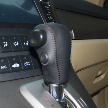 Γνήσιο δερμάτινο κάλυμμα πόμολο ταχυτήτων για Honda CRV AT 2007-2011 Car on The Gear Shift Knob Gear Stick Case PPC Gear Shift Collar