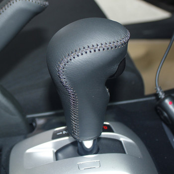 Черни естествени кожени ръчно зашити калъфи за скоростен лост за Honda Accord 8 Automatic