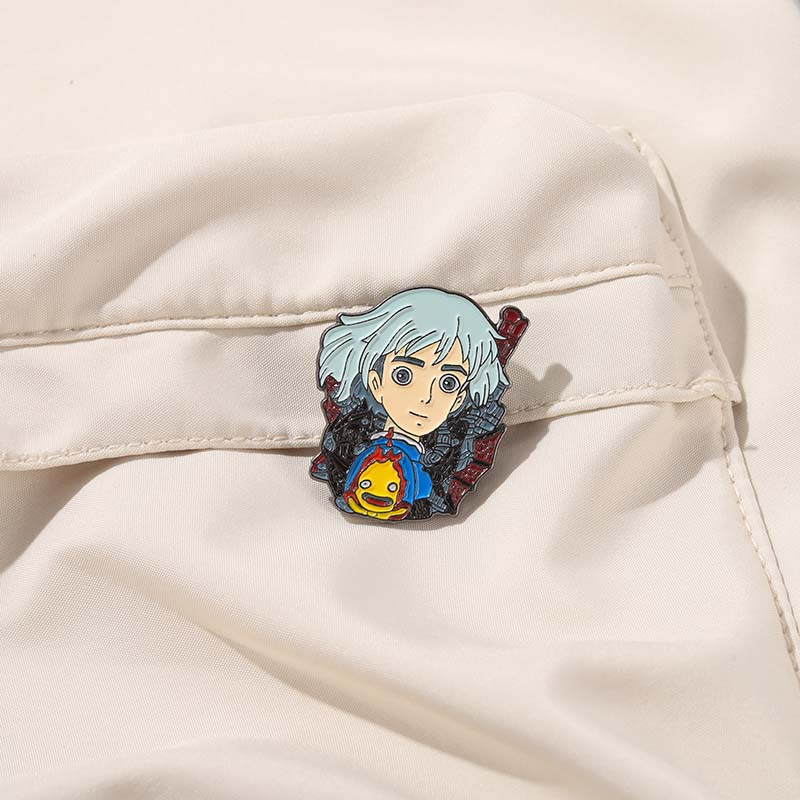 Copilărie Anime Smalț Pin Dragon Haku Chihiro Cărbune Calcifer Jiji Broșă Insigna cu revere Film de desene animate Bijuterii Cadou pentru fani Copii
