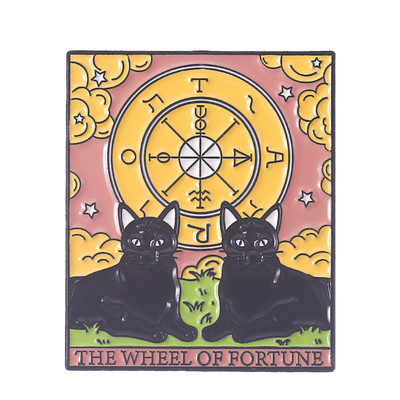 Tarot Ace emailate personalizate Soare Luna Stele Gotic Schelet Iubitor Broșe Rever Insigne Geanta Punk Dark Witch Bijuterii Cadou pentru copii