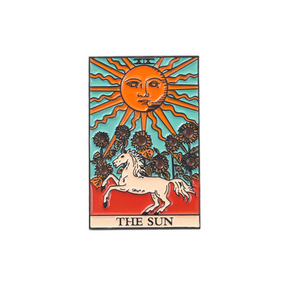 Tarot Ace emailate personalizate Soare Luna Stele Gotic Schelet Iubitor Broșe Rever Insigne Geanta Punk Dark Witch Bijuterii Cadou pentru copii