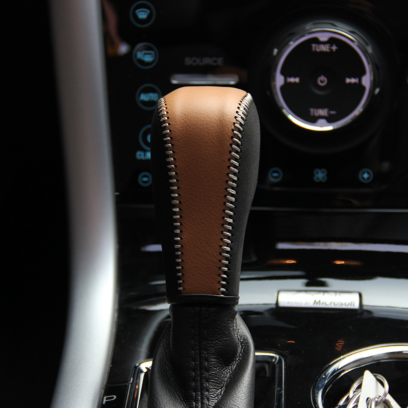 LS AUTO din piele intoarsa si piele naturala maner pentru schimbătorul de viteze cpr capac butonului schimbătorului pentru Ford Edge AT husă pentru accesorii auto ppc cpr pen
