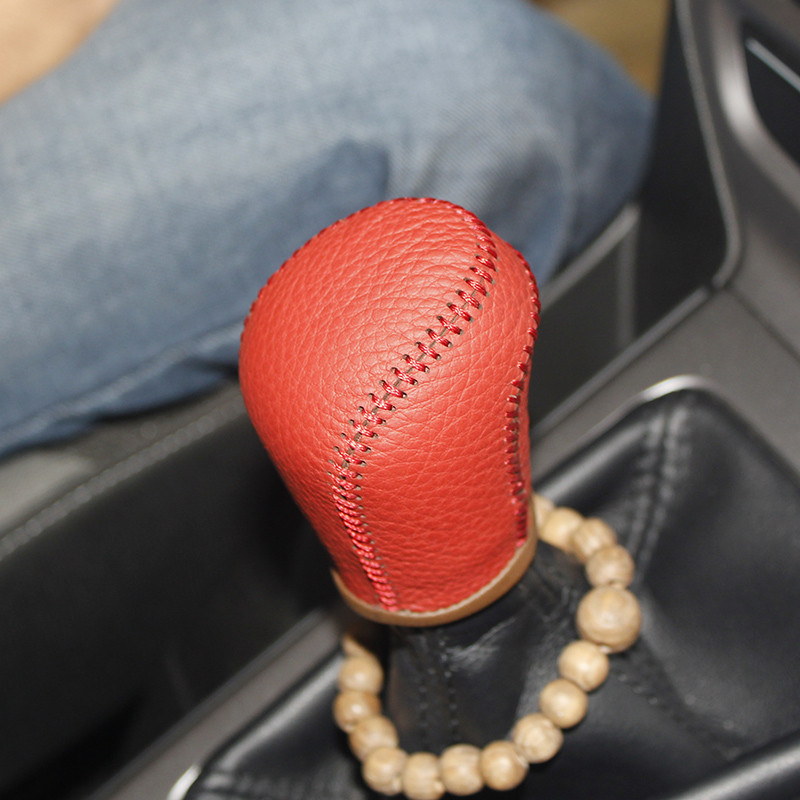 LS AUTO capac butonul de schimbător al schimbătorului de viteze din piele naturală pentru Ford Focus MT 2012 accesorii auto Carcasă ppc cpr capac stilou buton schimbător