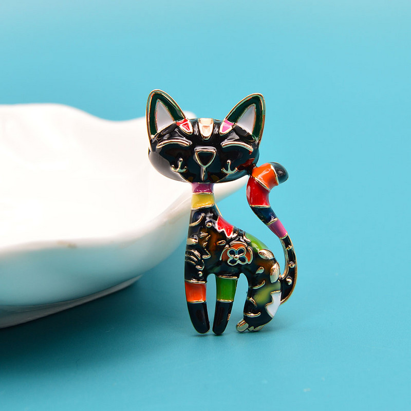 CINDY XIANG Nouă sosire drăguță vopsea email broșă pisică unisex femei și bărbați broșă pin design animal bijuterii de modă 2 culori