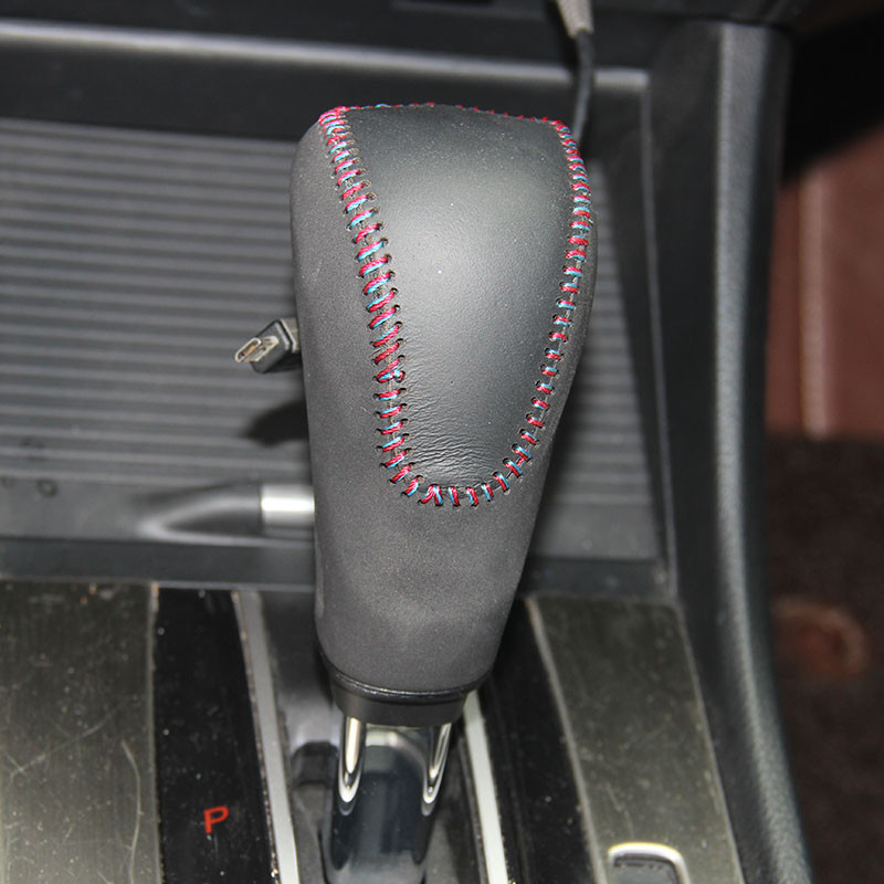 LS AUTO Cusătură de mână neagră Strat superior din piele capac butonului schimbătorului de viteze pentru Honda JADE AT, accesorii pentru mașină, stilou cpr capac pentru viteze pentru mașină