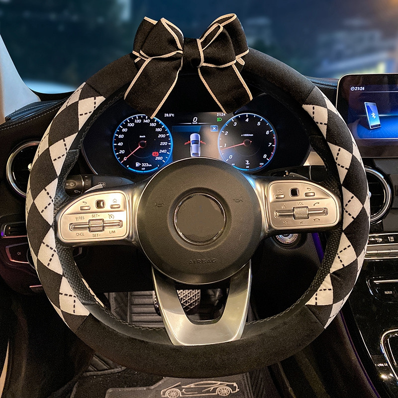 Nou creativ de pluș de iarnă Camelia Moale Confortabil Volan Mașină Husa Ghidon