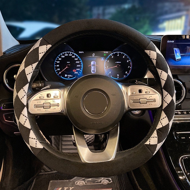 Nou creativ de pluș de iarnă Camelia Moale Confortabil Volan Mașină Husa Ghidon