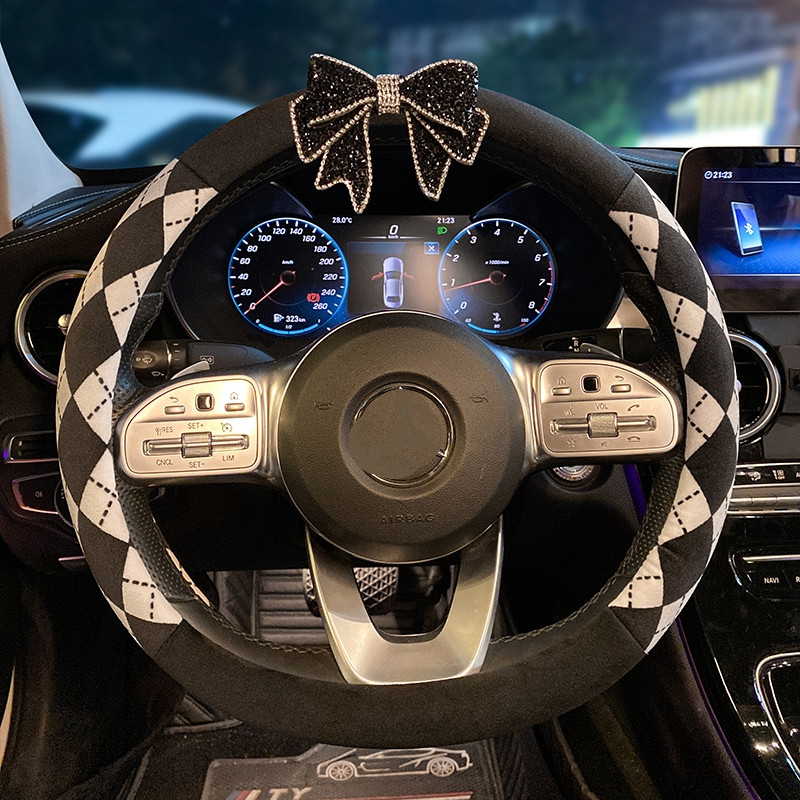 Nou creativ de pluș de iarnă Camelia Moale Confortabil Volan Mașină Husa Ghidon