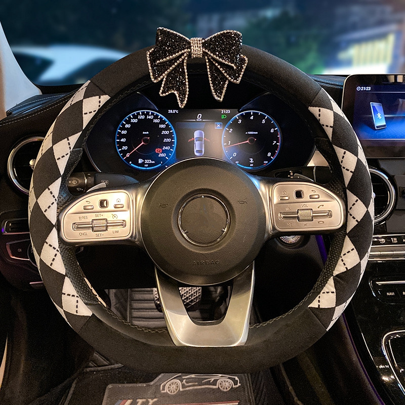 Nou creativ de pluș de iarnă Camelia Moale Confortabil Volan Mașină Husa Ghidon